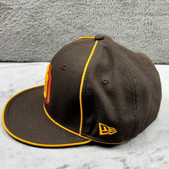 New Era San Diego Padres Fitted Hat Mens 7 3/8 Brown Yellow Excellent 59FIFTY - Picture 7 of 10